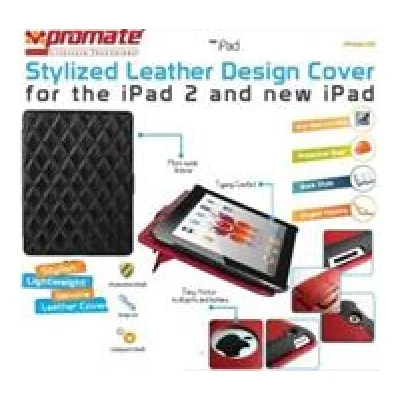 Promate Black iPose.10-Stylized Leather Design Cover