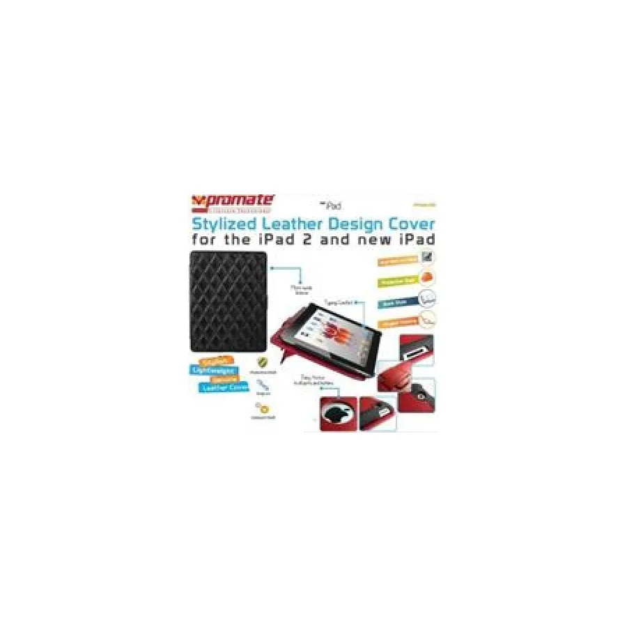 Promate Black iPose.10-Stylized Leather Design Cover