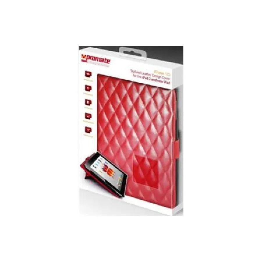 Promate Red iPose.10-Stylized Leather Design Cover