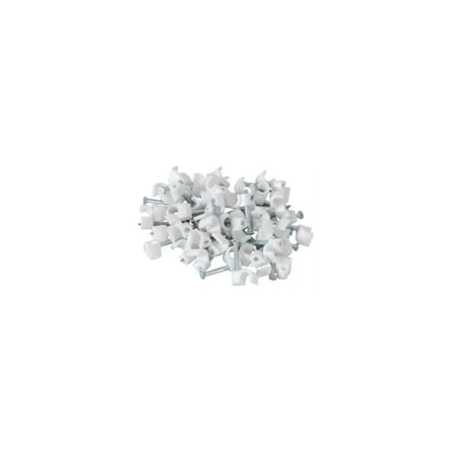 Noble 12mm Round Cable Clips with Nail White 100 Pieces