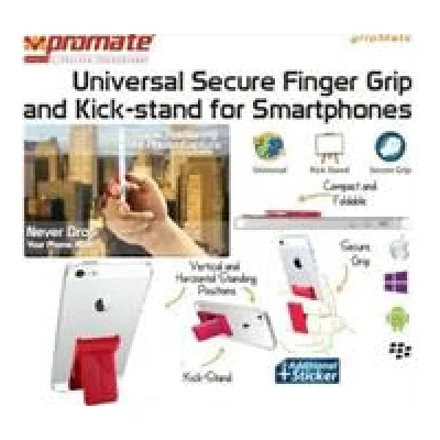 Promate Gripmate Universal Smartphone Finger Grip and Kickstand Maroon