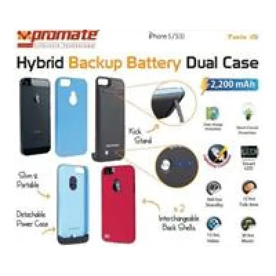 Promate Red Twix.i5 Hybrid Backup battery Dual case