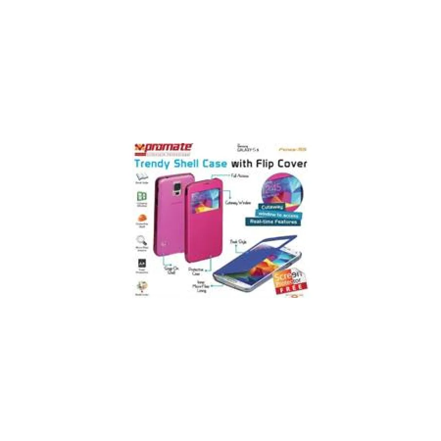 Promate Fenes S5 Bookcover with window Colour:Pink