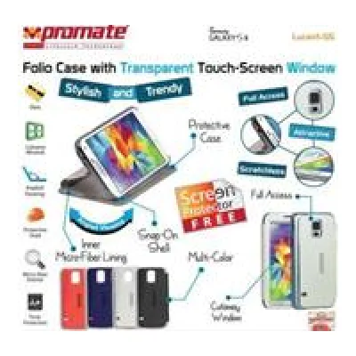 Promate Blue Lucent S5 Bookcover with Touch Screen