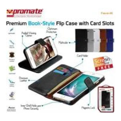 Promate White Tava-i6 Premium Book-Style Flip Case