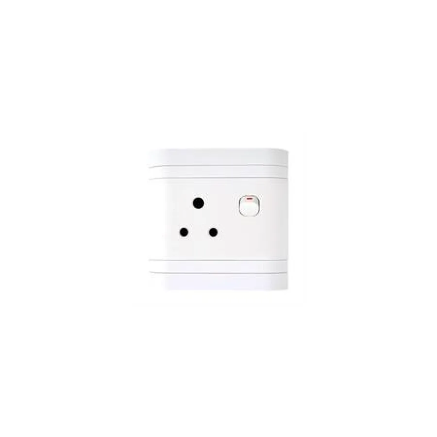 Lesco Single Three-Pin Wall Plug White H100xW100