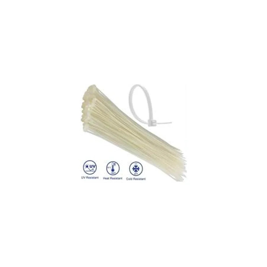 Noble 2.5 x 200mm Pack of 100 White Nylon Cable Ties