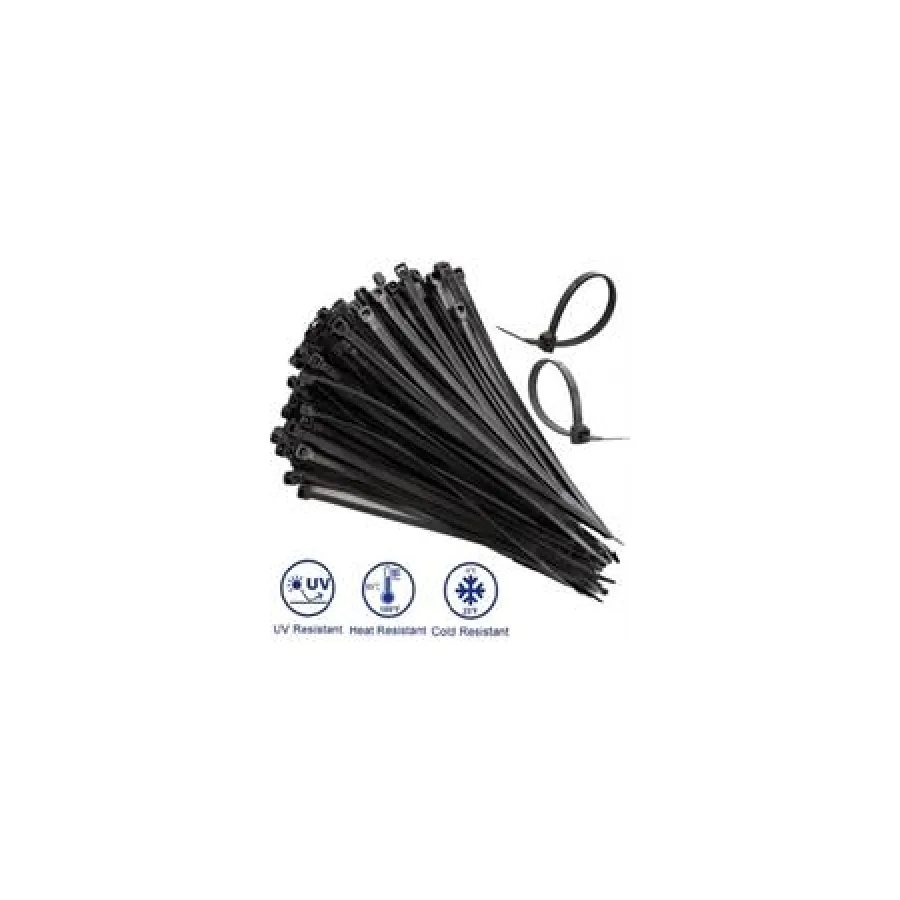 Noble 3.6 x 200mm Pack of 100 Black Nylon Cable Ties